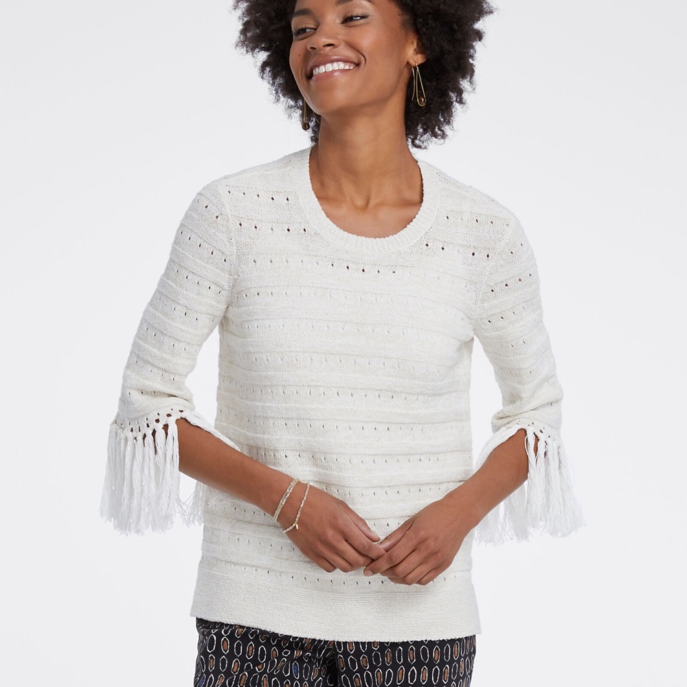 Nic + Zoe Fringe Cut Sweater, size M